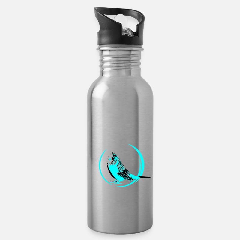wellensittich - Trinkflasche mit integriertem Trinkhalm - Lightsilver