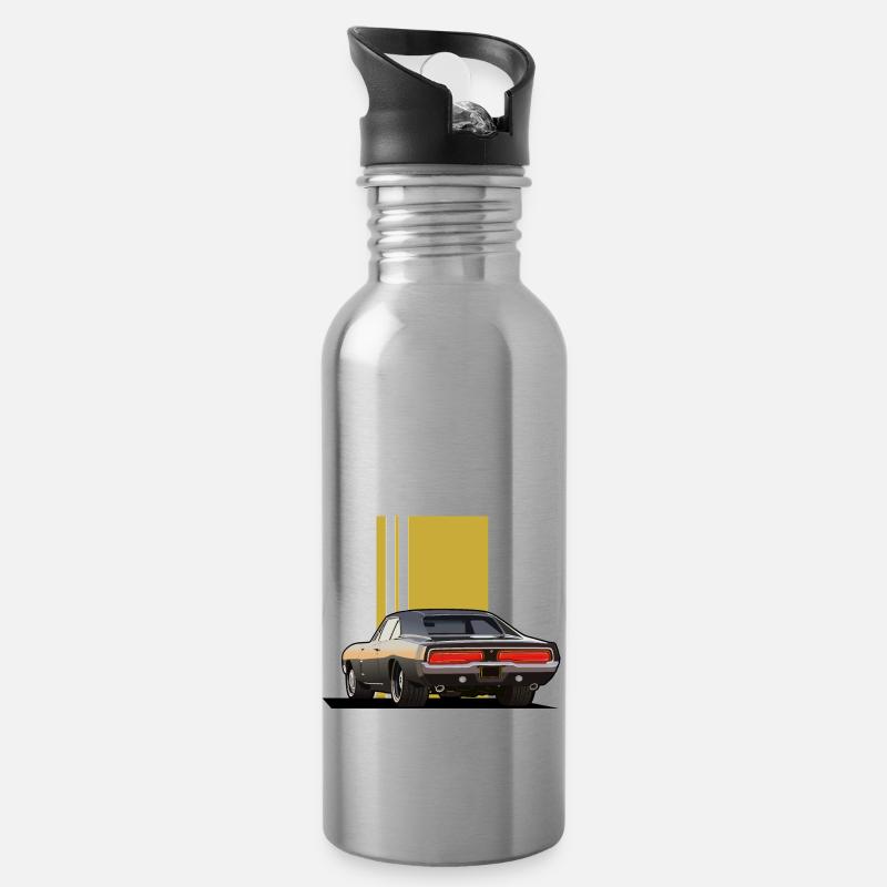 MuscleCar - Gourde avec paille intégrée - argent clair