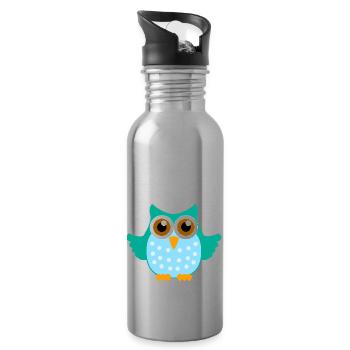 Eule - Trinkflasche mit integriertem Trinkhalm - Lightsilver - Rechts