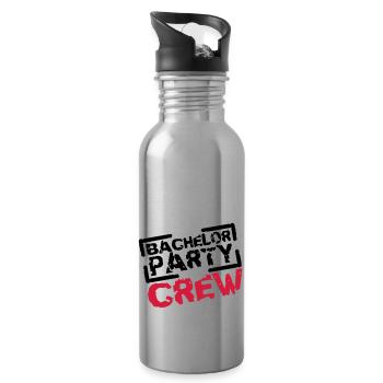 Bachelor Party Crew Stempel Design - Water bottle with straw - silver - Right