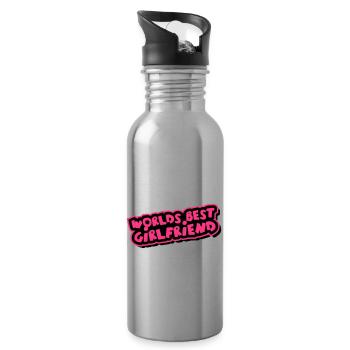 Worlds best Girlfriend Comic Cartoon - Water bottle with straw - silver - Right