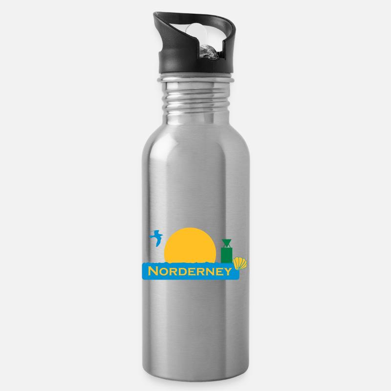 norderney - Trinkflasche mit integriertem Trinkhalm - Lightsilver