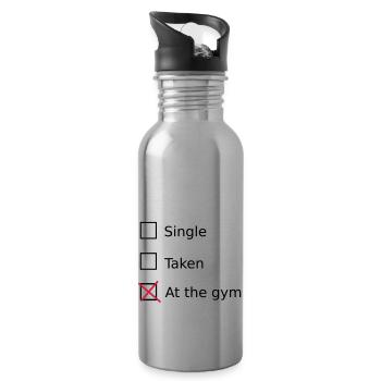 Single Taken At the gym - Water bottle with straw - silver - Right