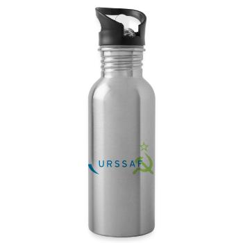 Logo URSS/ URSSAF Vert & Bleu - Gourde avec paille intégrée - argent clair - Droite