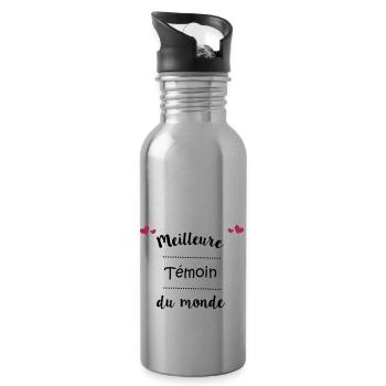 Meilleure témoin du monde - Gourde avec paille intégrée - argent clair - Droite