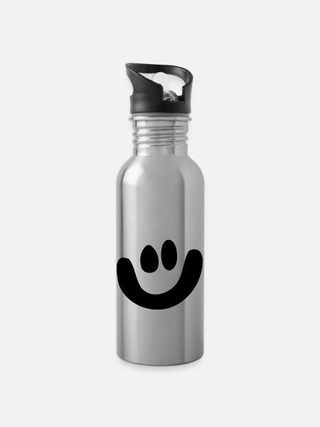 Smiley - Gourde avec paille intégrée - argent clair