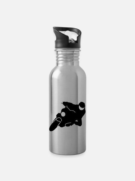 motorbike - Water bottle with straw - silver