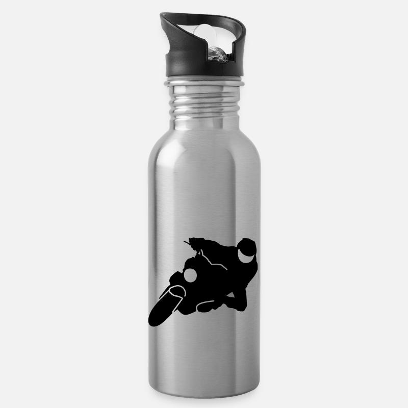 Motorrad - Trinkflasche mit integriertem Trinkhalm - Lightsilver