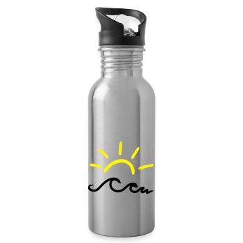 Sonne und Wellen - Trinkflasche mit integriertem Trinkhalm - Lightsilver - Rechts