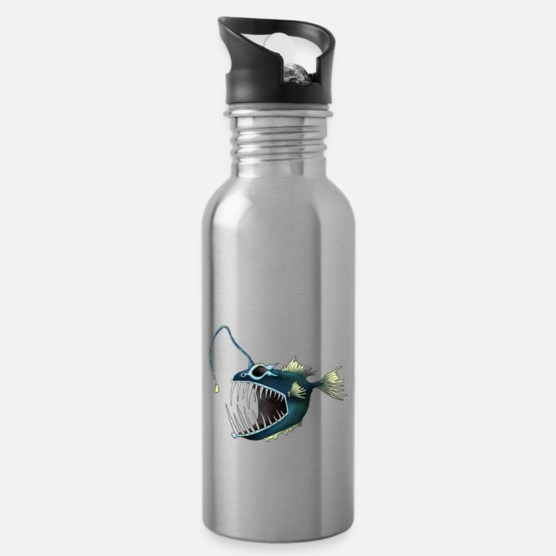 Anglerfisch - Trinkflasche mit integriertem Trinkhalm - Lightsilver