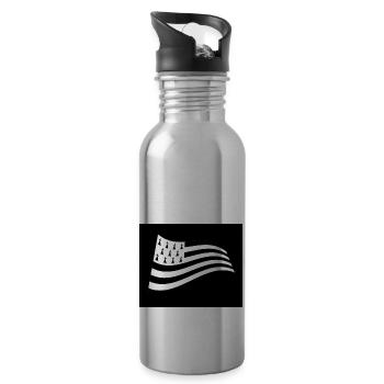 Bretonische Flagge im Wind - Trinkflasche mit integriertem Trinkhalm - Lightsilver - Rechts