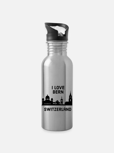 BERN - Trinkflasche mit integriertem Trinkhalm - Lightsilver