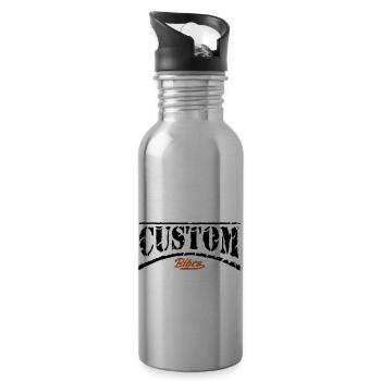 custom bike biker bobber chopper bastard tuner - Trinkflasche mit integriertem Trinkhalm - Lightsilver - Rechts