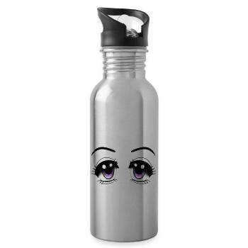 Manga Eyes - Trinkflasche mit integriertem Trinkhalm - Lightsilver - Rechts