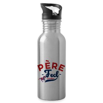 Père Fect Cavalier Cadeau Papa Cavalier drôles - Gourde avec paille intégrée - argent clair - Droite