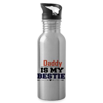 Papa est ma bête - Gourde avec paille intégrée - argent clair - Droite