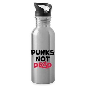Zitat punks not dead - Trinkflasche mit integriertem Trinkhalm - Lightsilver - Rechts