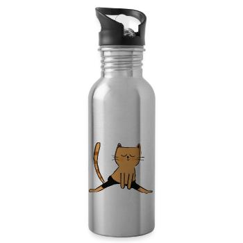 Cat fait une idée cadeau pour les amateurs de yoga yoga - Gourde avec paille intégrée - argent clair - Droite