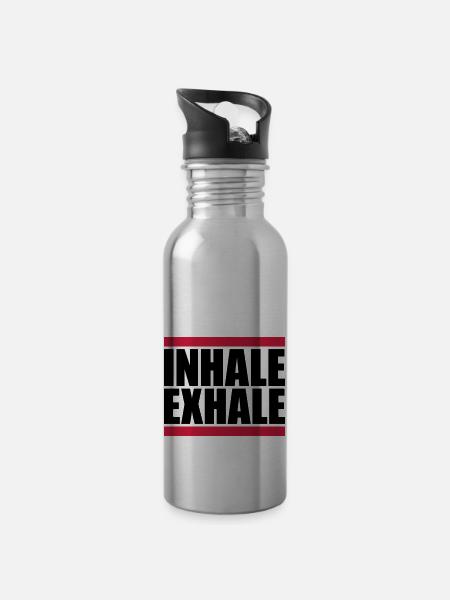 Inspirez expirez Yoga citation - Gourde avec paille intégrée - argent clair