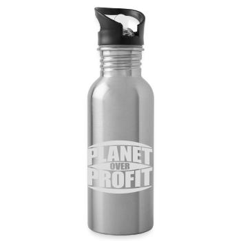planet over profit Zitat - Trinkflasche mit integriertem Trinkhalm - Lightsilver - Rechts
