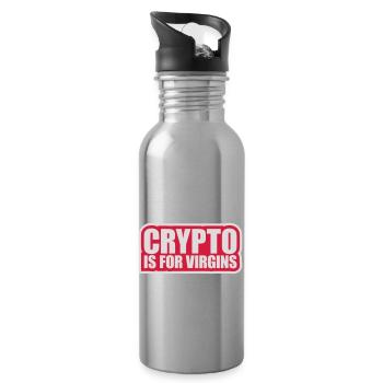 crypto is for virgins - Water bottle with straw - silver - Right
