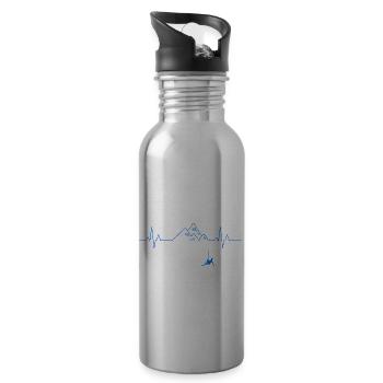 Ecg Heartbeat Graphic Bouldering Mountaineering Bo - Trinkflasche mit integriertem Trinkhalm - Lightsilver - Rechts