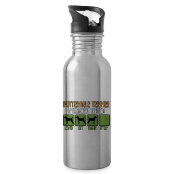 Patterdale Terrier Sayings Funny Funny Humor - Water bottle with straw - silver - Right