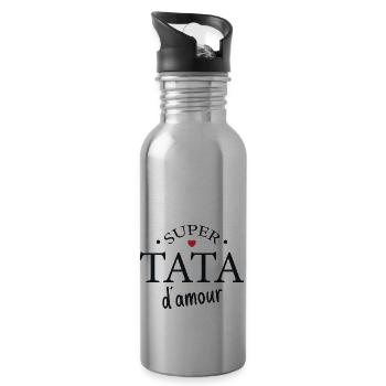 Super Tata D'amour - Gourde avec paille intégrée - argent clair - Droite