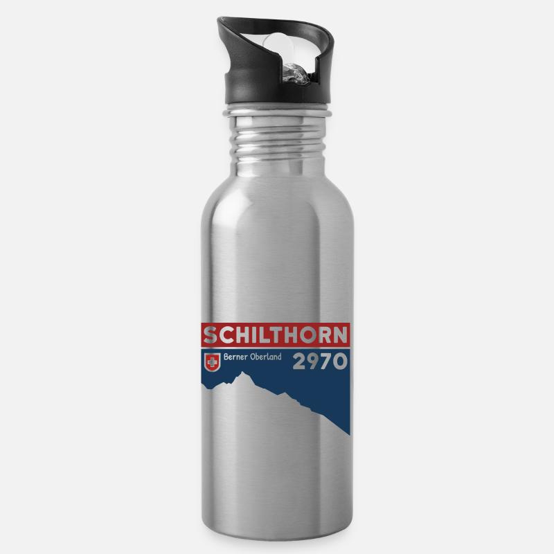 Schilthorn Wanderung Ski Berner Oberland Schweiz - Trinkflasche mit integriertem Trinkhalm - Lightsilver