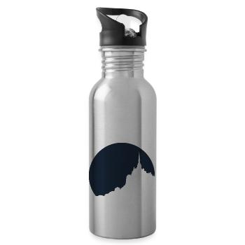 Mont Saint Michel Blue Sunset - Water bottle with straw - silver - Right