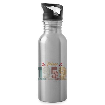 Birthday 1959 Birthday Born in 1959 Retro - Water bottle with straw - silver - Right