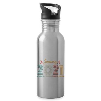 January 2021 Anniversary January 2021 Retro - Water bottle with straw - silver - Right