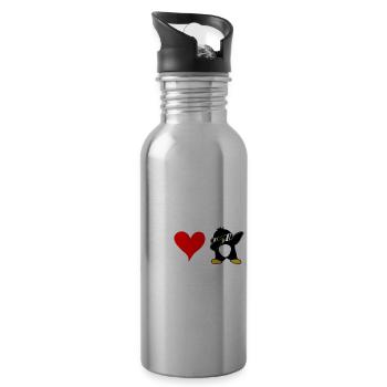 Love Peace Penguins Funny Dab Cool Penguin Dabbing - Water bottle with straw - silver - Right