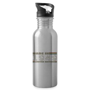 Vintage 1949 1949 Born in 1949 Birthday Gift - Water bottle with straw - silver - Right