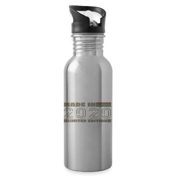 Vintage 2020 2020 Birthday Gift Born in 2020 - Water bottle with straw - silver - Right