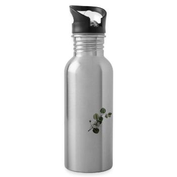 Numéro 82 floral vert - 82e anniversaire floral - Gourde avec paille intégrée - argent clair - Droite