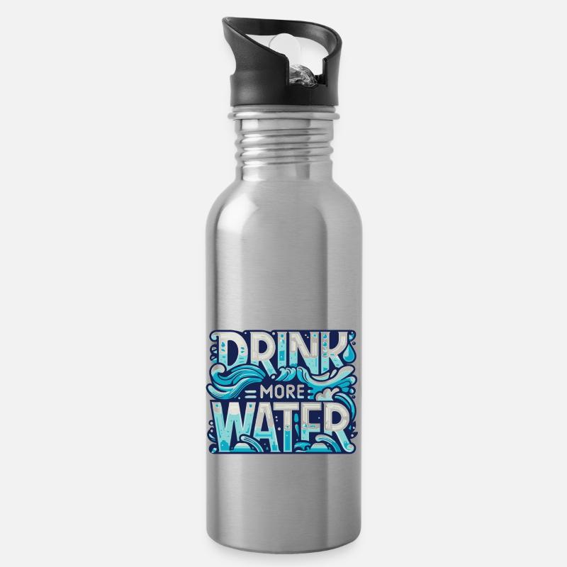 Mehr Wasser trinken - Trinkflasche mit integriertem Trinkhalm - Lightsilver