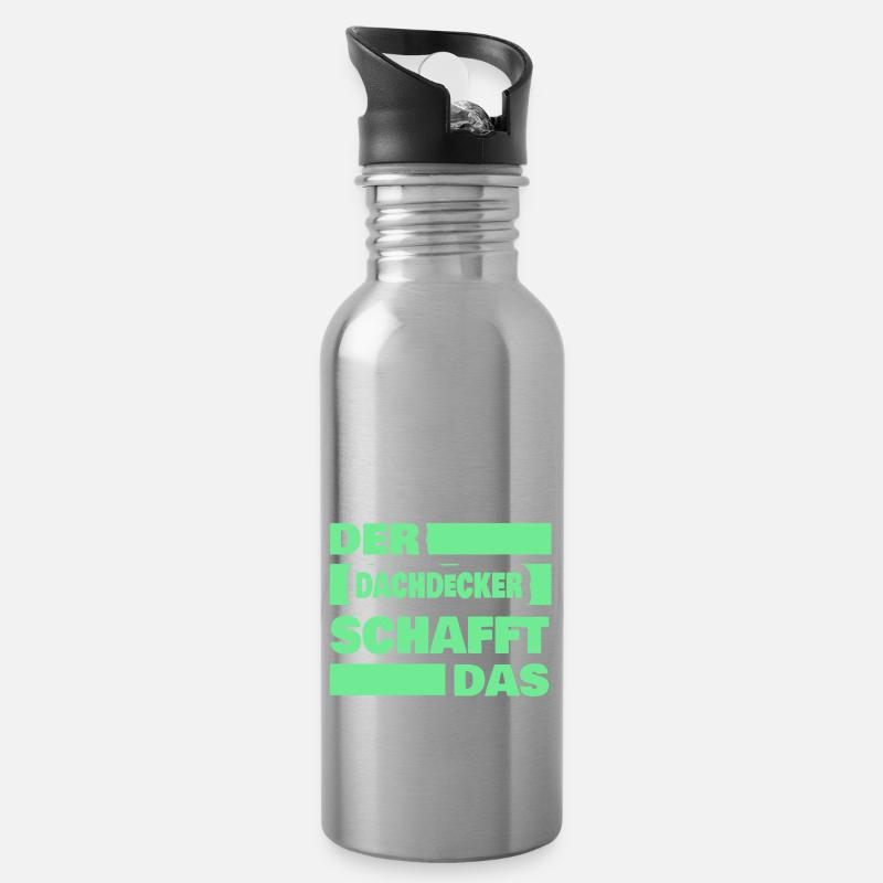 Arbeit Dachdecker - Trinkflasche mit integriertem Trinkhalm - Lightsilver