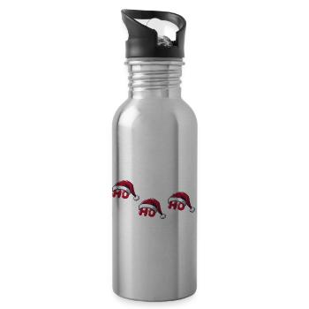 Santa Claus Ho Ho Ho - Water bottle with straw - silver - Right