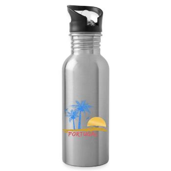 Portugal - Trinkflasche mit integriertem Trinkhalm - Lightsilver - Rechts