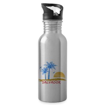 Geschenk für Salvador - Trinkflasche mit integriertem Trinkhalm - Lightsilver - Rechts
