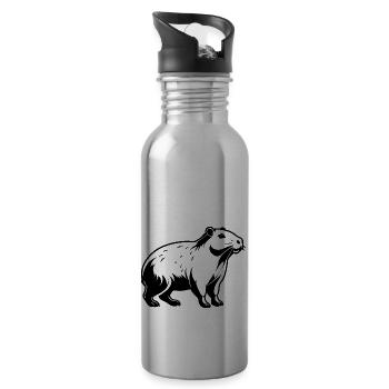 Capybara - Autocollant Animal Mignon - Gourde avec paille intégrée - argent clair - Droite