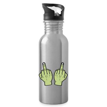 Mittelfinger Hand - Trinkflasche mit integriertem Trinkhalm - Lightsilver - Rechts