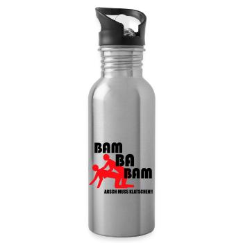 Arsch muss klatschen Bam ba Bam - Trinkflasche mit integriertem Trinkhalm - Lightsilver - Rechts