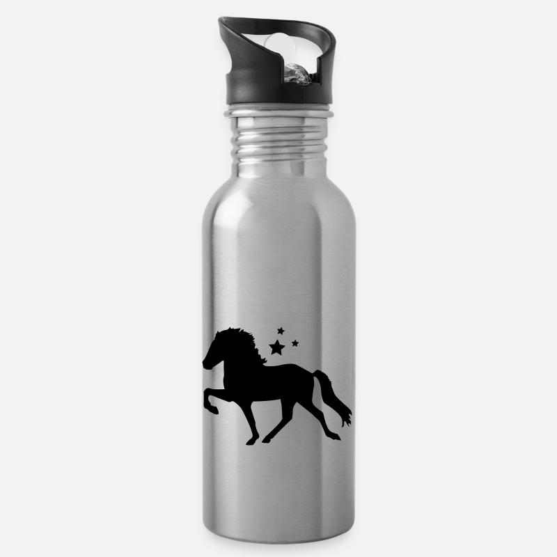 Tölter mit Sternchen - Trinkflasche mit integriertem Trinkhalm - Lightsilver