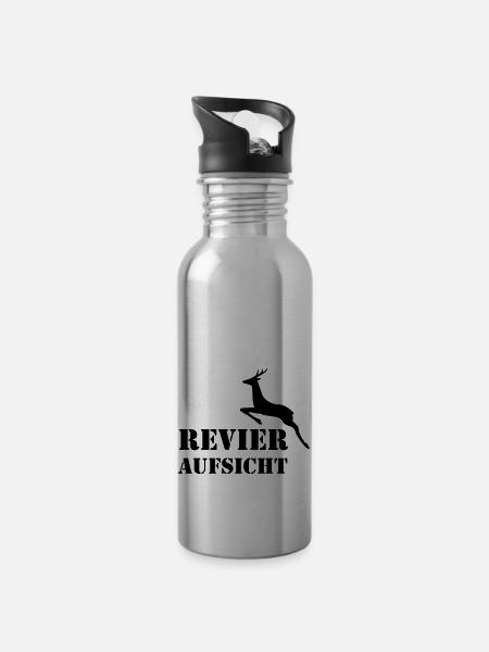 Revier Aufsicht - Trinkflasche mit integriertem Trinkhalm - Lightsilver