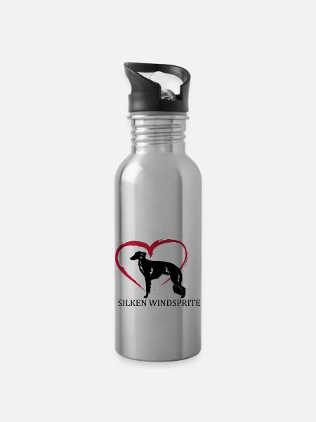 Silken Windsprite Herz - Trinkflasche mit integriertem Trinkhalm - Lightsilver