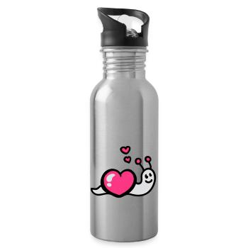 Herz Schnecke 3 - Trinkflasche mit integriertem Trinkhalm - Lightsilver - Rechts