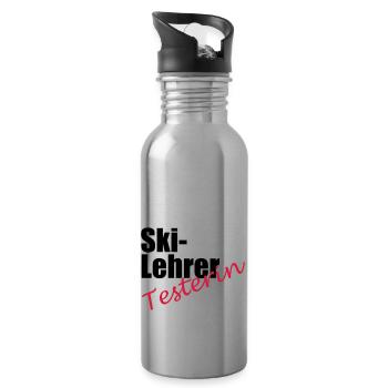 Ski instructor tester - Water bottle with straw - silver - Right