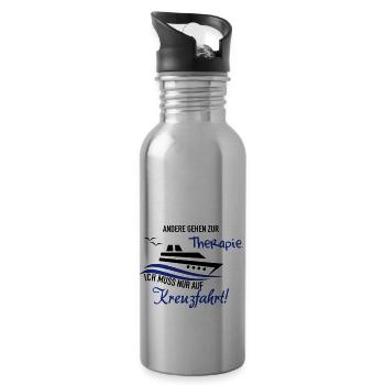 Therapie Kreuzfahrt - Trinkflasche mit integriertem Trinkhalm - Lightsilver - Rechts